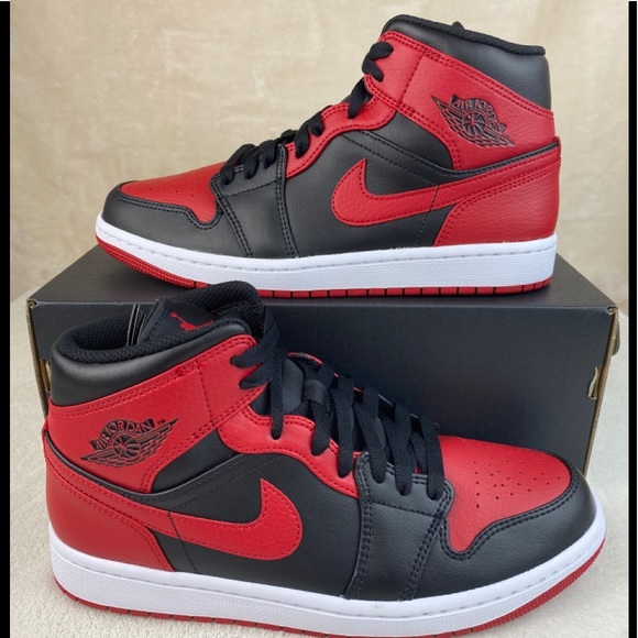 Jordan Shoes Nike Air Jordan Mid Banned Red Black Poshmark